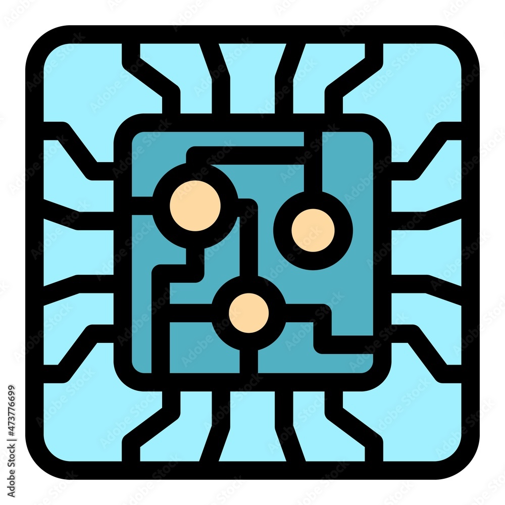 Poster smartphone processor icon. outline smartphone processor vector icon color flat isolated