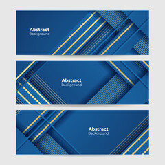 Modern blue and gold abstract banner background