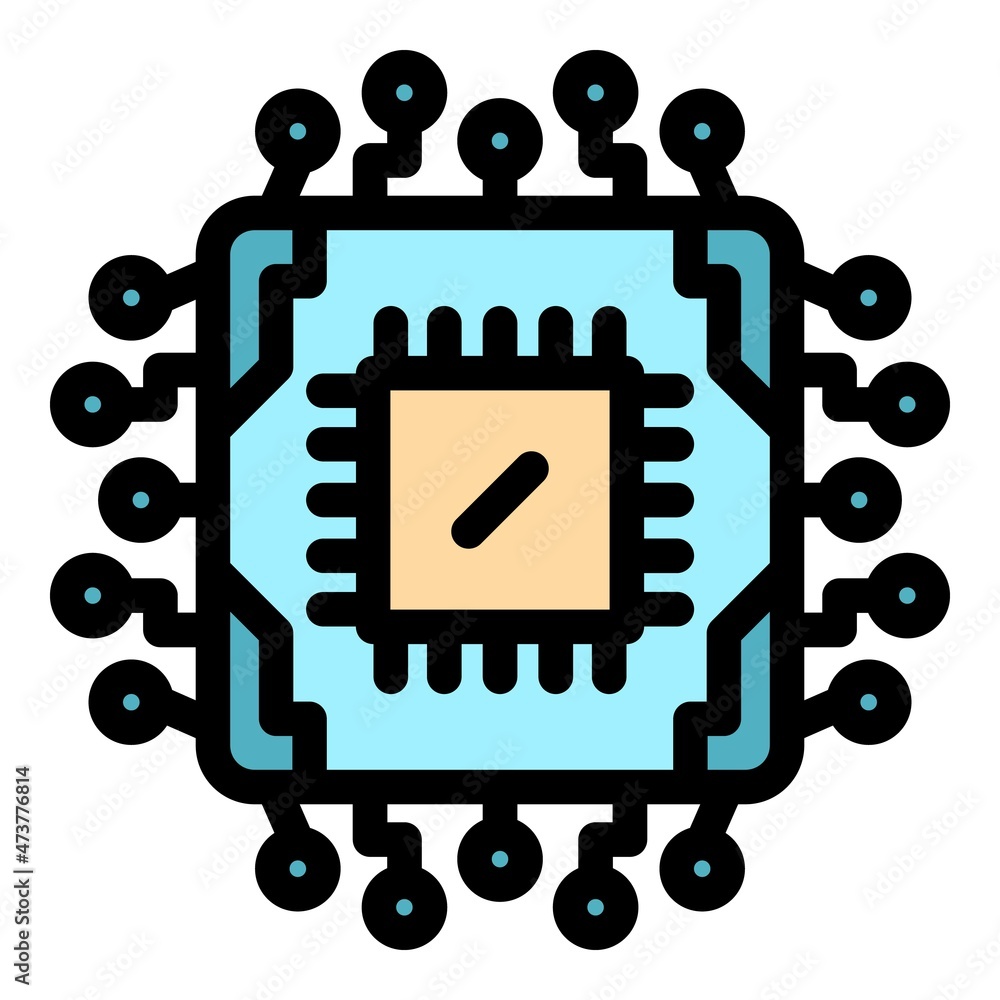 Poster electronic processor icon. outline electronic processor vector icon color flat isolated