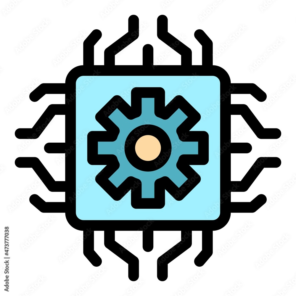 Poster laptop processor icon. outline laptop processor vector icon color flat isolated
