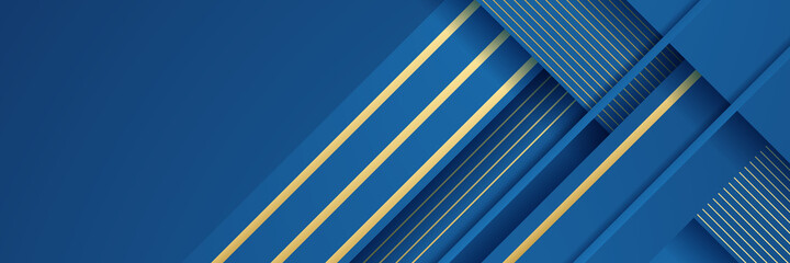 Obraz premium Modern blue and gold abstract banner background