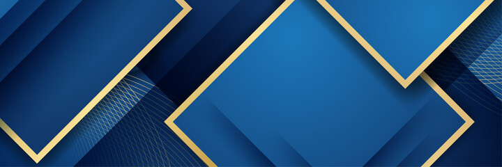 Modern blue and gold abstract banner background