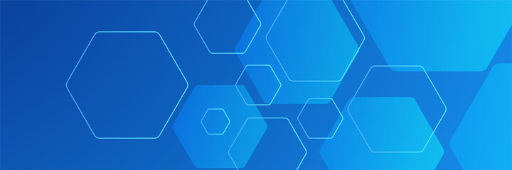 Obraz na płótnie Canvas Modern blue hexagon banner background. Suit for medical, futuristic technology, digital banner.