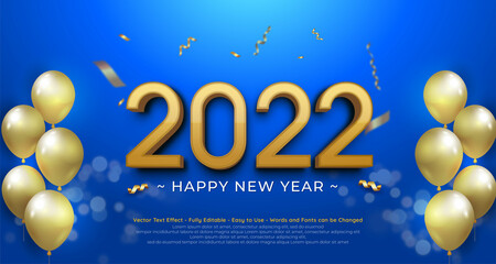 2022 happy new year design on blue sweet color background