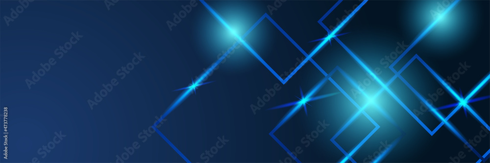 Poster modern blue banner background with abstract meteor dot light