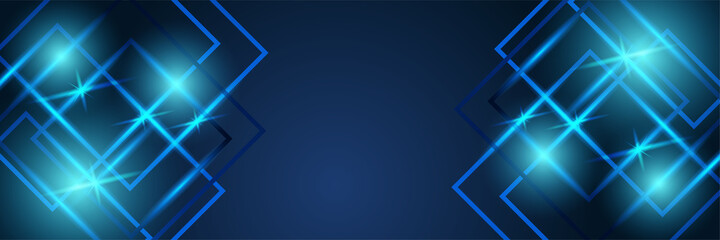 Modern blue banner background with abstract meteor dot light