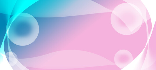The graphic background is light blue pink   . Modern looking digital curve art of moving waves and abstract circles in colorful gradients