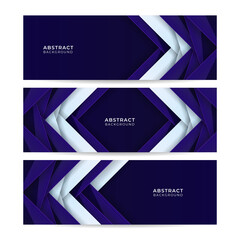 Set of modern 3D abstract gradient dark navy blue banner background. Blue abstract technology banner templates for the web, social media, banner, cover, flyer, card, poster, wallpaper, texture