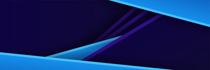 Modern blue technology background banner with 3d overlap layers