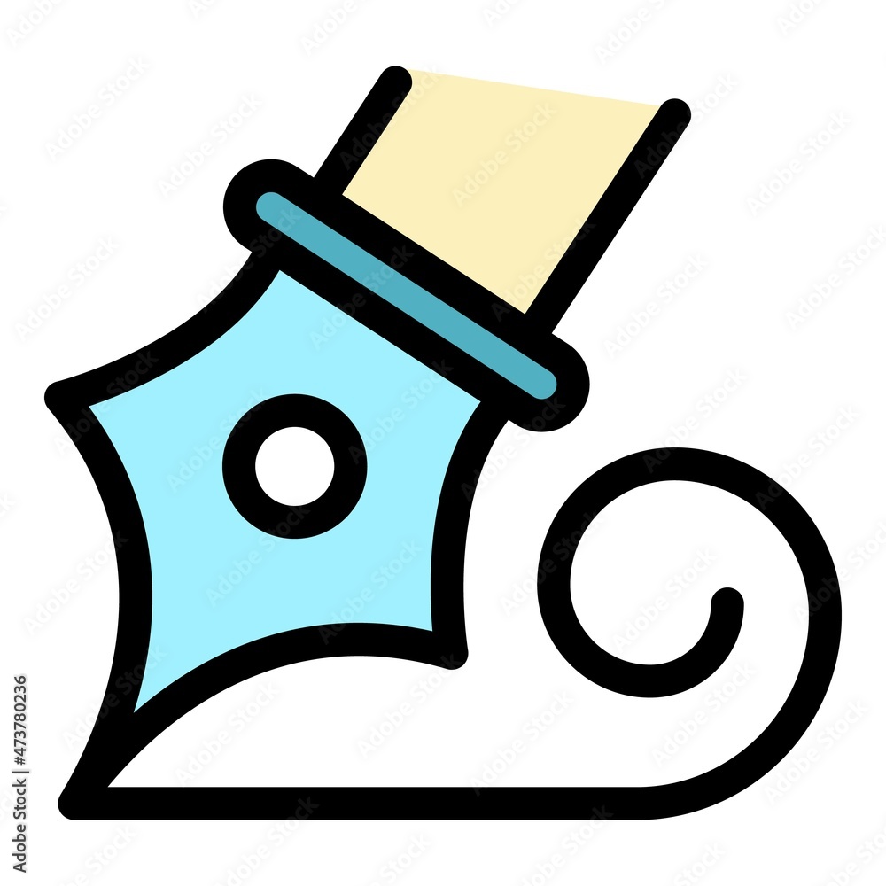 Poster nib icon. outline nib vector icon color flat isolated