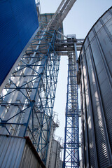 Stainless steel grain silos.  Agriculture.