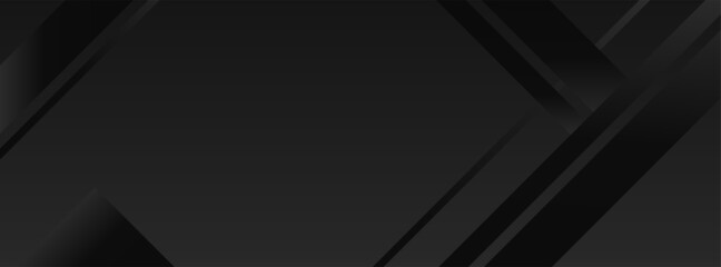 Abstract black background. Minimal long banner template with lines. For social media advertisement, facebook cover design