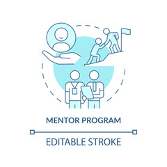 Mentorship concept icon. Professional experience sharing. Staff training abstract idea thin line illustration. Isolated outline drawing. Editable stroke. Roboto-Medium, Myriad Pro-Bold fonts used