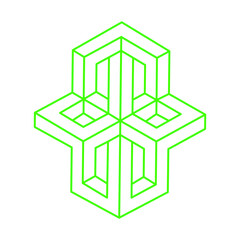 Impossible optical illusion shapes. Logo. Optical art objects. Impossible figures. Line art. Unreal geometric.