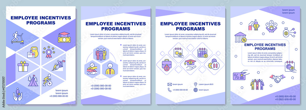 Canvas Prints employee incentives programs brochure template. booklet print design with linear icons. vector layou