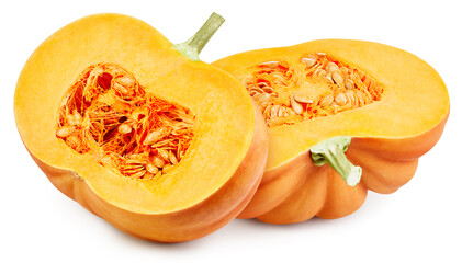 Pumpkin isolated on the white background. Fresh pumpkin Clipping path. Pumpkin macro studio photo