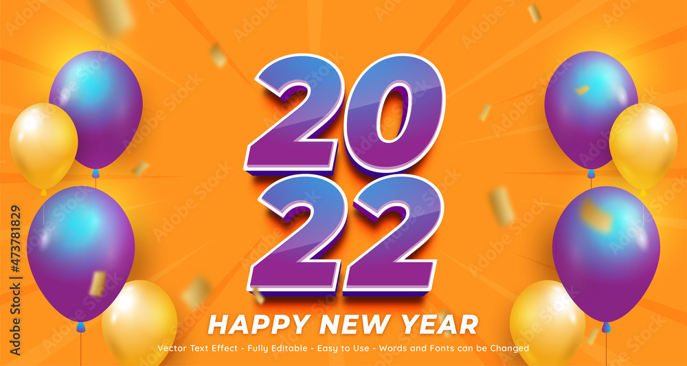 Aufkleber 2022 happy new year editable gradient number 3d style