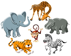 Cartoon Wild Animals Set
