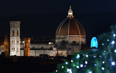 The Cathedral of Santa Maria del Fiore in Florence seen from Michelangelo square with the Ferris...