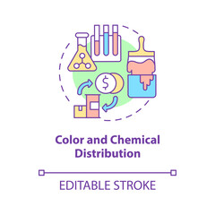 Color and chemical distribution concept icon. Supplies wholesale and shipping. Products delivery business abstract idea thin line illustration. Vector isolated outline color drawing. Editable stroke