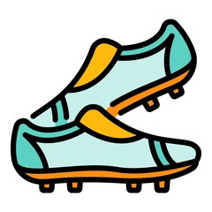 Athlete footbal boots icon. Outline athlete footbal boots vector icon color flat isolated