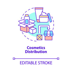 Cosmetics distribution concept icon. Beauty and healthcare products delivery. Wholesale business company abstract idea thin line illustration. Vector isolated outline color drawing. Editable stroke