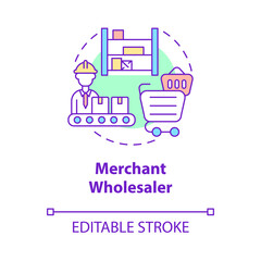 Merchant wholesaler concept icon. Trade and logistics. Distribution company business service abstract idea thin line illustration. Vector isolated outline color drawing. Editable stroke
