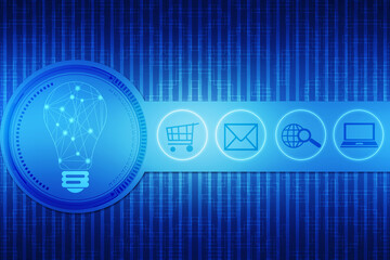 Bulb illustration on technology background, Future technology, innovation background, creative idea concept, Abstract technology background