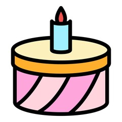 Kid cake icon. Outline kid cake vector icon color flat isolated