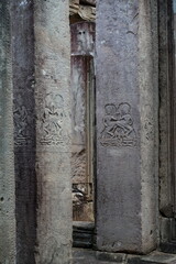 A surviving fresco of the ancient temple complex of Angkor Wat.