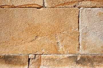 Parede de blocos de  pedra calcária em detalhe