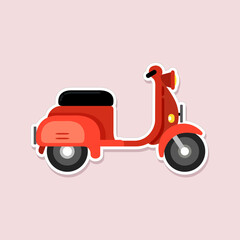 Red scooter sticker template isolated vector illustration
