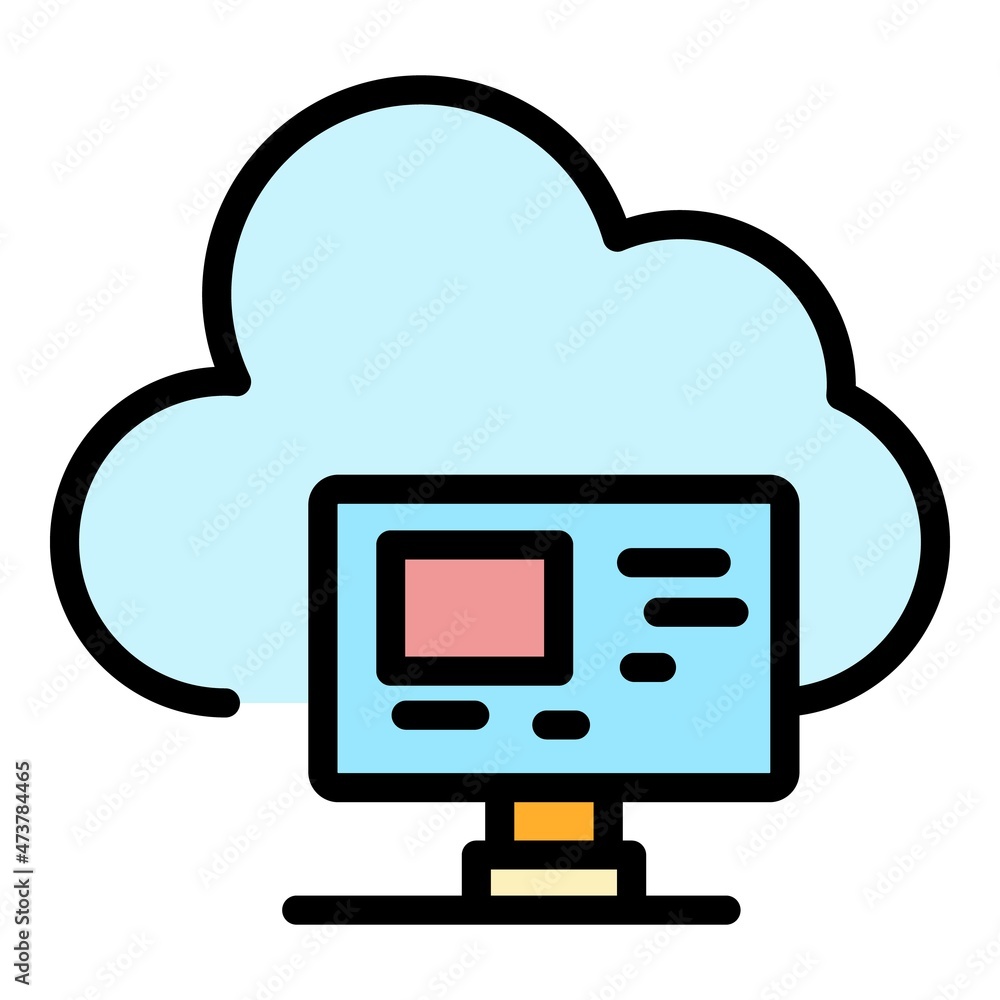 Poster computer data cloud icon. outline computer data cloud vector icon color flat isolated