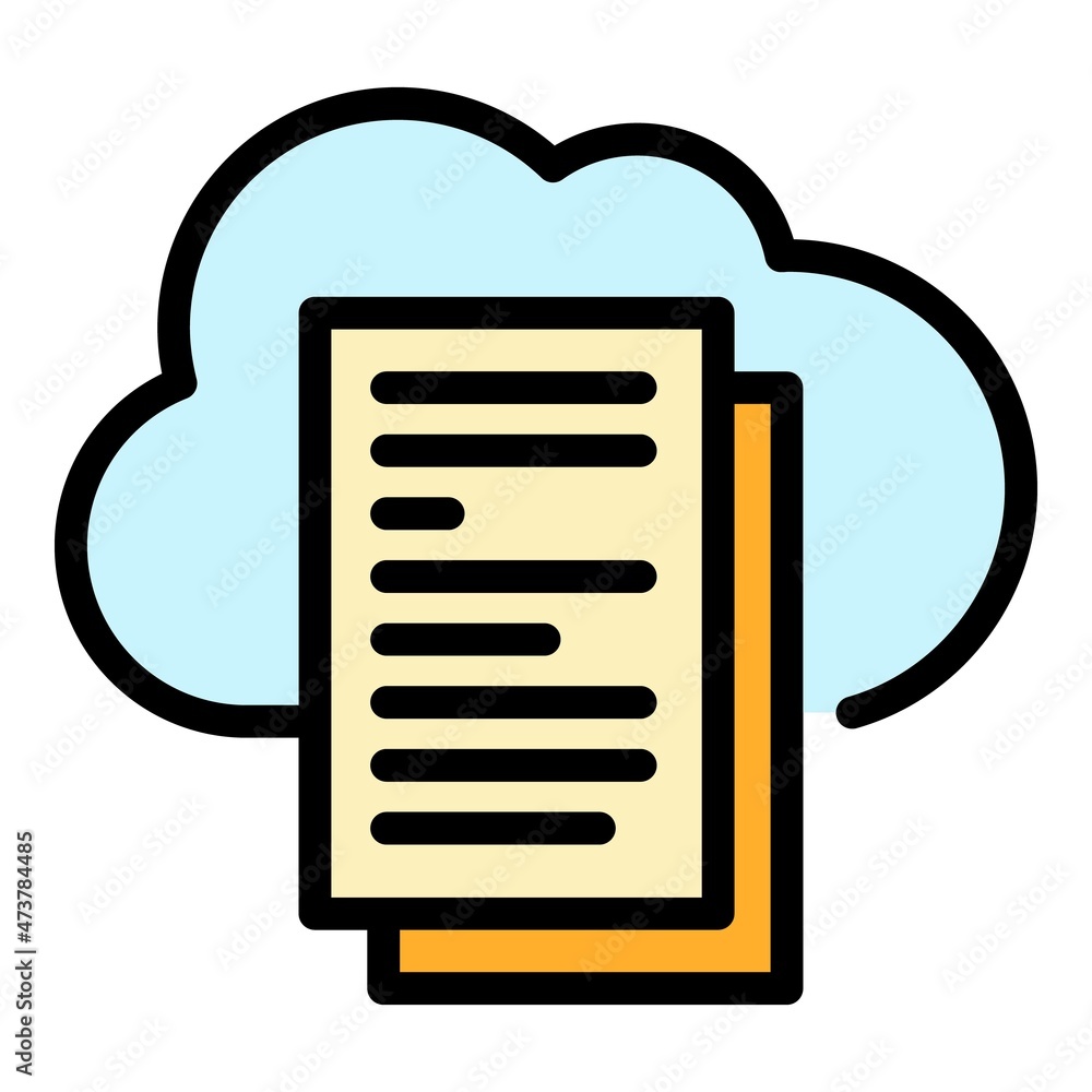 Poster document data cloud icon. outline document data cloud vector icon color flat isolated