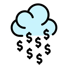 Money cloud icon. Outline money cloud vector icon color flat isolated