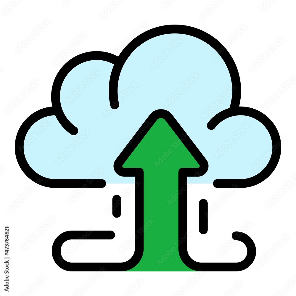 Aufkleber upload data cloud icon. outline upload data cloud vector icon color flat isolated