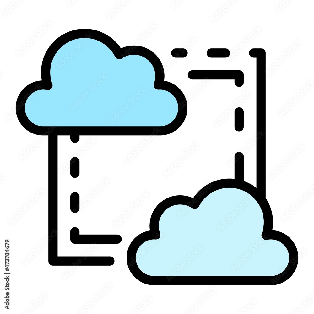 Poster cloud connection system icon. outline cloud connection system vector icon color flat isolated