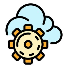 Cloud gear system icon. Outline cloud gear system vector icon color flat isolated