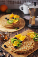 Crepes or bliny with fruit