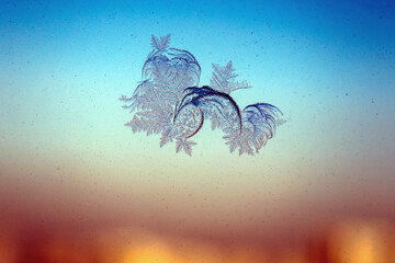frost on glass and ice
