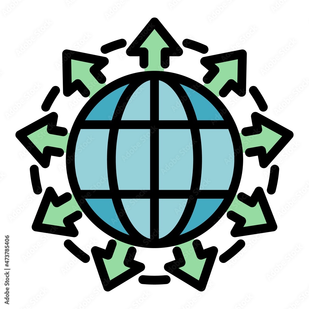 Poster full global network icon. outline full global network vector icon color flat isolated