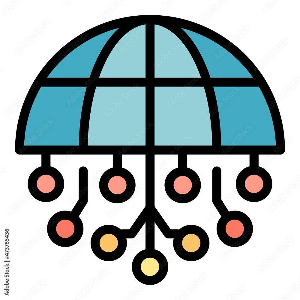 Poster digital global network icon. outline digital global network vector icon color flat isolated