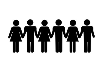 Icono negro de personas dadas de la mano.