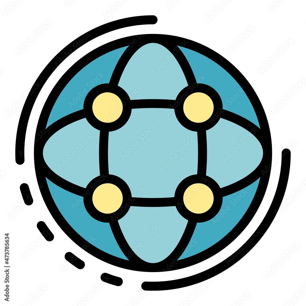 Poster interaction global network icon. outline interaction global network vector icon color flat isolated
