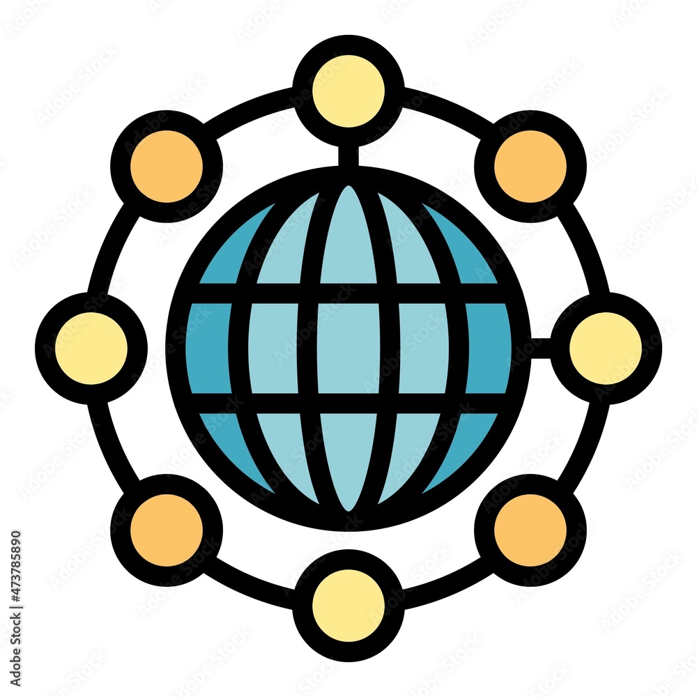 Aufkleber service global network icon. outline service global network vector icon color flat isolated