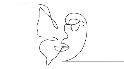 abstract face with butterfly one line drawing. Portret minimalistic style