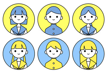 人物アイコンセット_学生男女