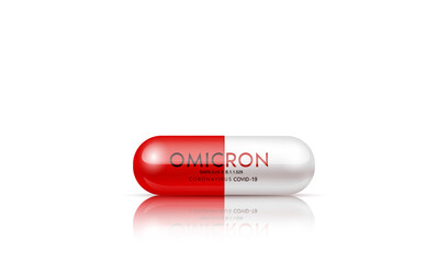 Medication of antiviral capsule (medicine drug) for treatment and prevention of new corona virus infection COVID-19 coronavirus or SARS-CoV-2 Omicron. Medical and scientific concepts. 3D Vector.