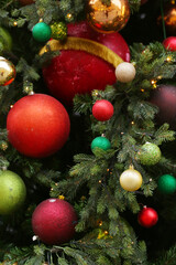Obraz na płótnie Canvas Christmas tree xmas decorated background