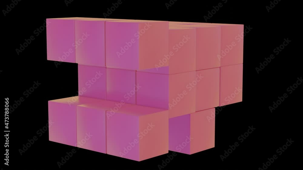 Poster rows of purple cubes changing places. moving rows of three-dimensional cubes. 3d render